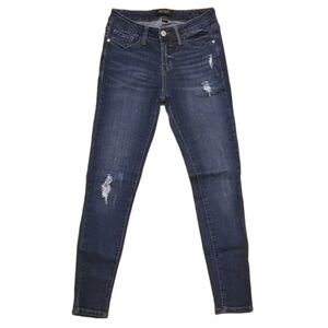 Judy Blue Skinny Fit Jeans Mid Rise Dark Wash Distressed Stretch Denim Size 3/26